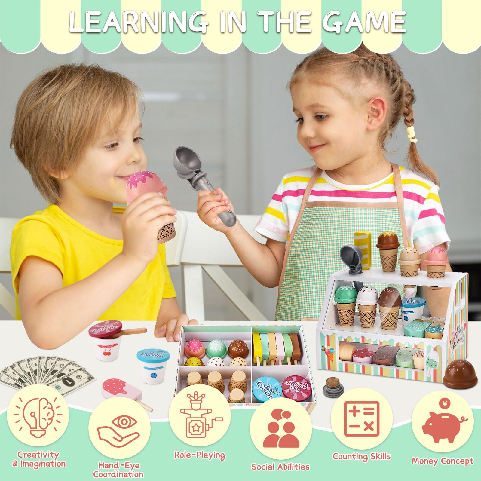 Peccvon wooden cups supporting serving practice and social play