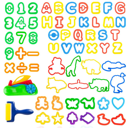 Pecopcock kids letter molds tools set: 63 pieces for creative learning.