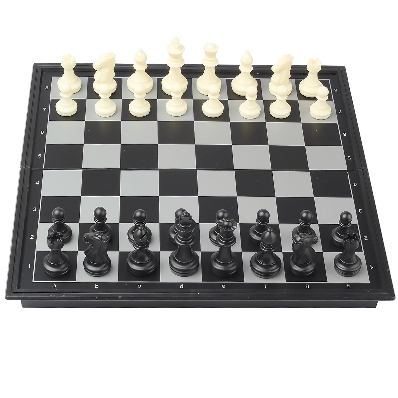 Pedolini travel chess board close-up showing magnetic setup for on-the-go play