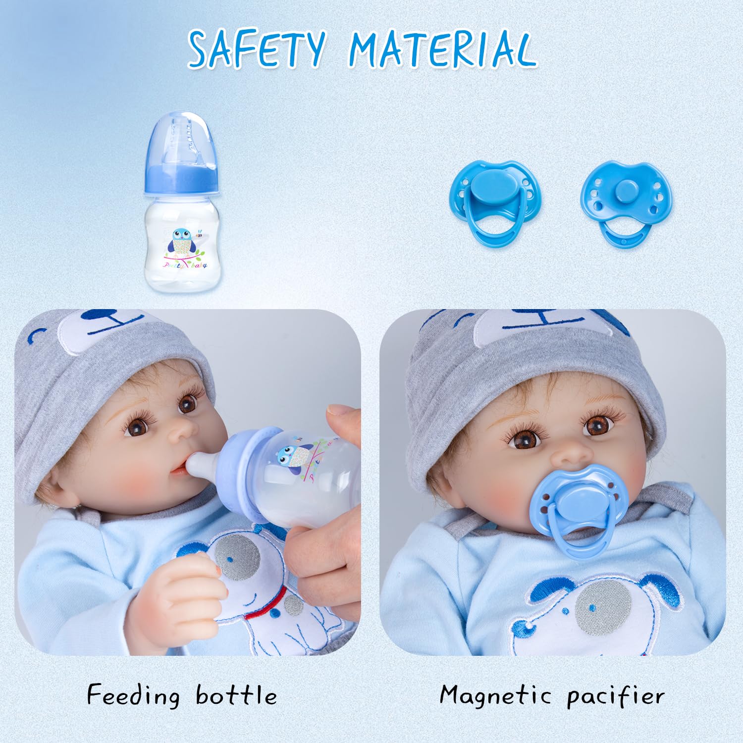 Pedolltree baby feeding bottle, realistic prop for role play.