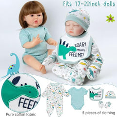 Pedolltree blue dinosaur bib complements dress-up and pretend meals.