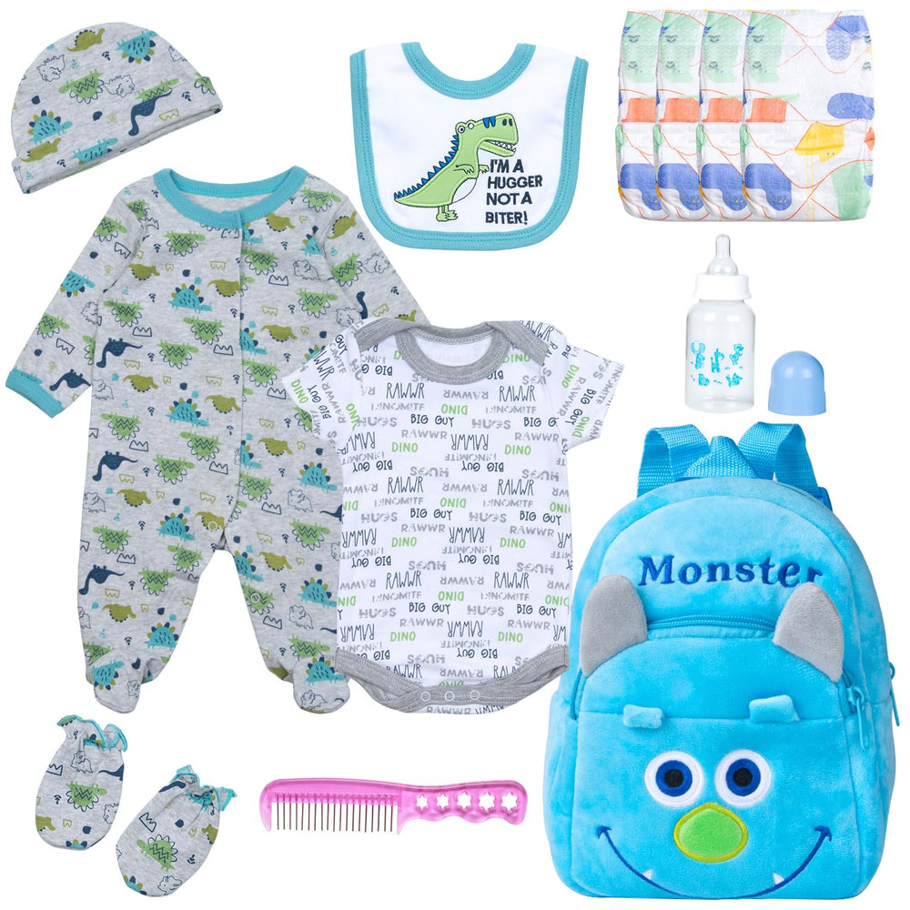 Pedolltree blue dinosaur outfit for 17-22 inch reborn dolls enhances playtime realism