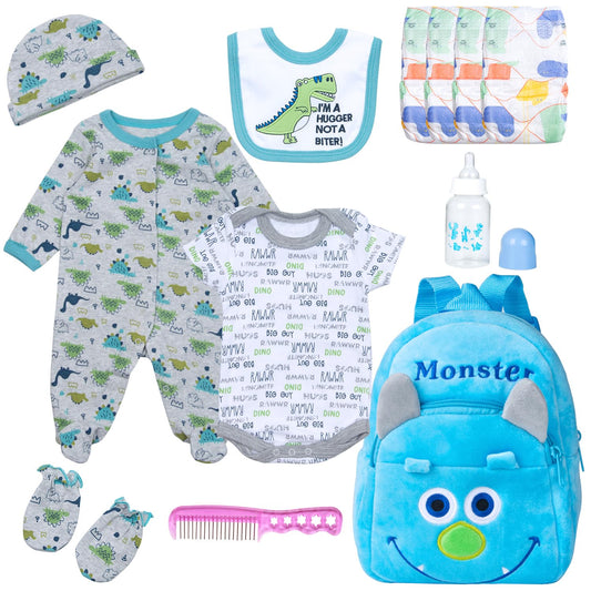 Pedolltree blue dinosaur outfit for 17-22 inch reborn dolls enhances playtime realism