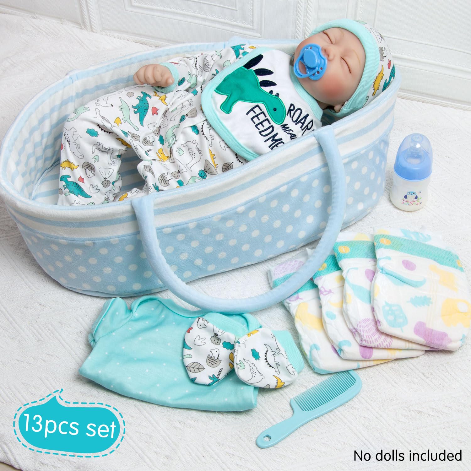 Pedolltree blue doll pacifier enhances realistic doll feeding moments.