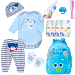 Pedolltree blue monster backpack, spacious doll accessory organizer for playtime.