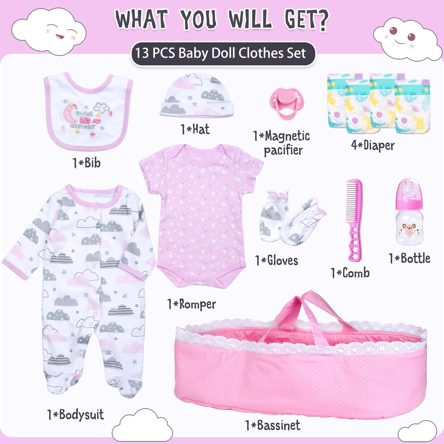 Pedolltree colorful diapers: realistic styling for 17-22 inch dolls