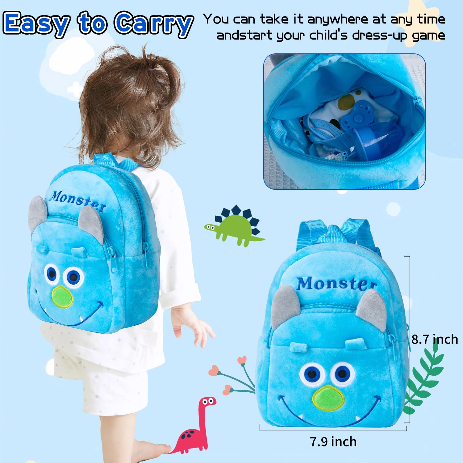 Pedolltree dino bib to protect outfits during play feeding