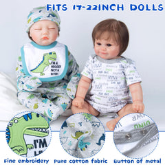 Pedolltree dino jumpsuit and bodysuit simplify dressing for 17-22 inch dolls