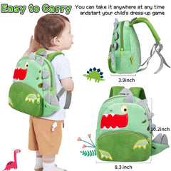 Pedolltree dino jumpsuit for dolls adds cute realism.