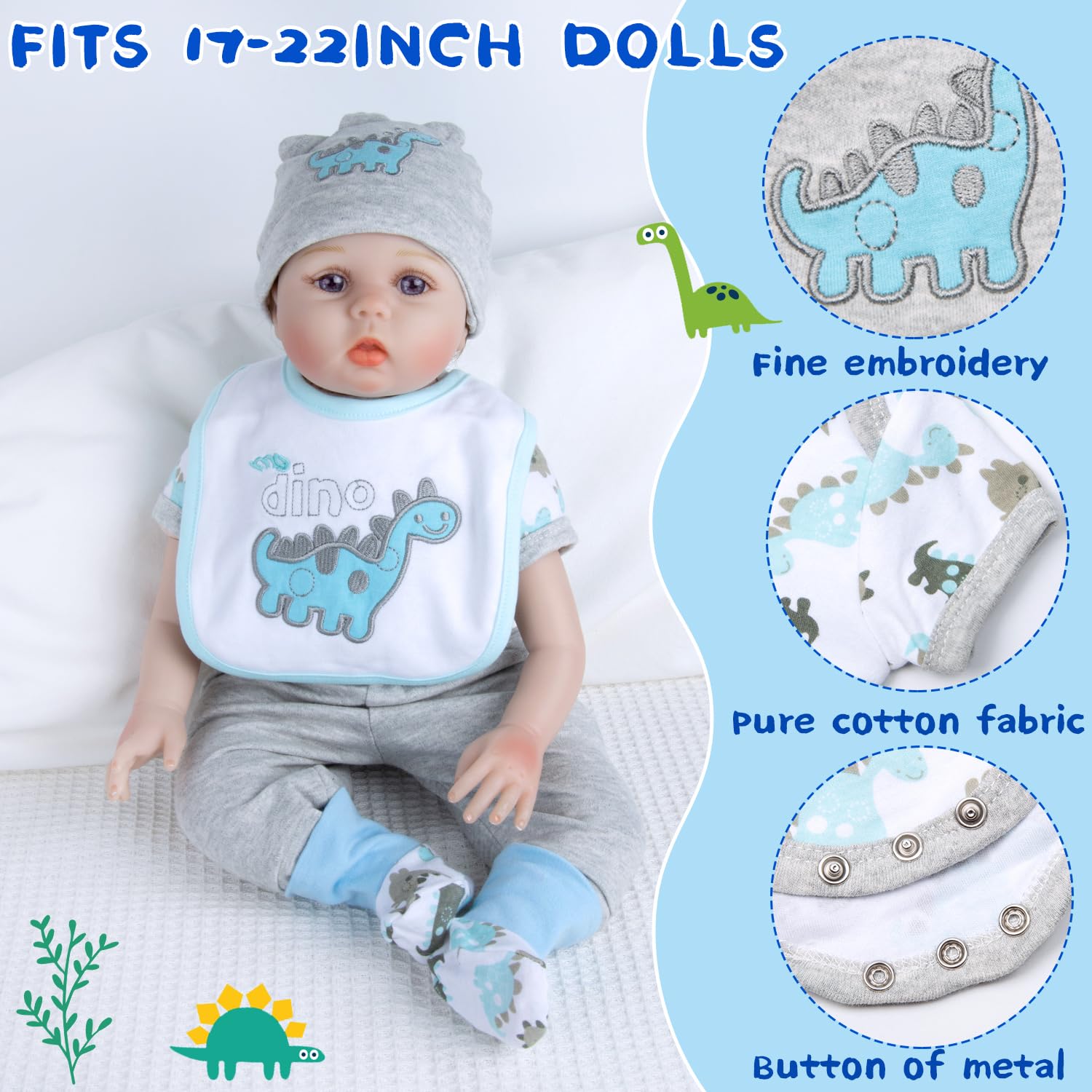 Pedolltree blue dino jumpsuit for stylish doll dressing