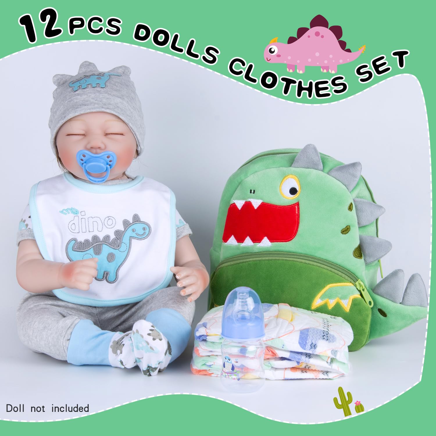 Pedolltree dino trousers for dolls complete the look.