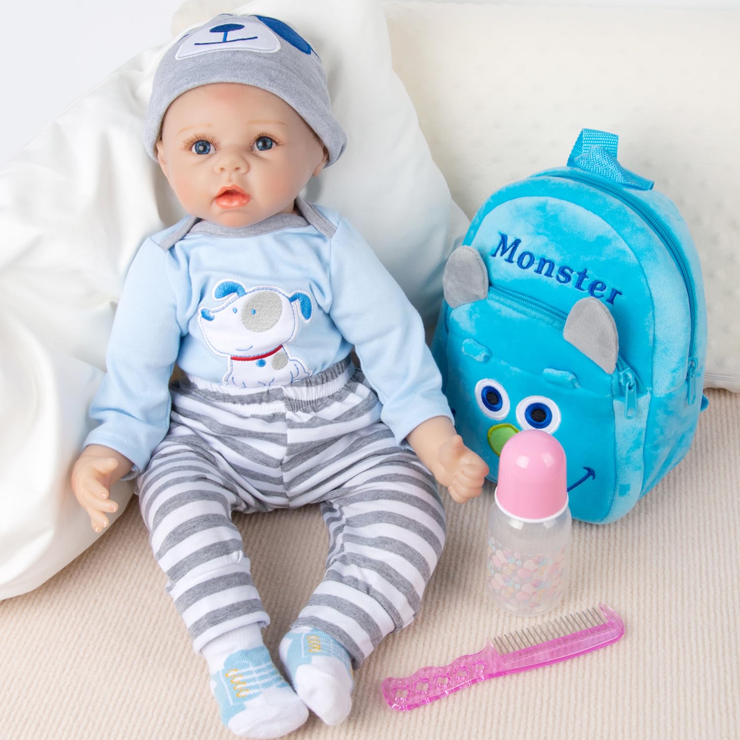 Pedolltree doll comb and feeding bottle for grooming and feeding play