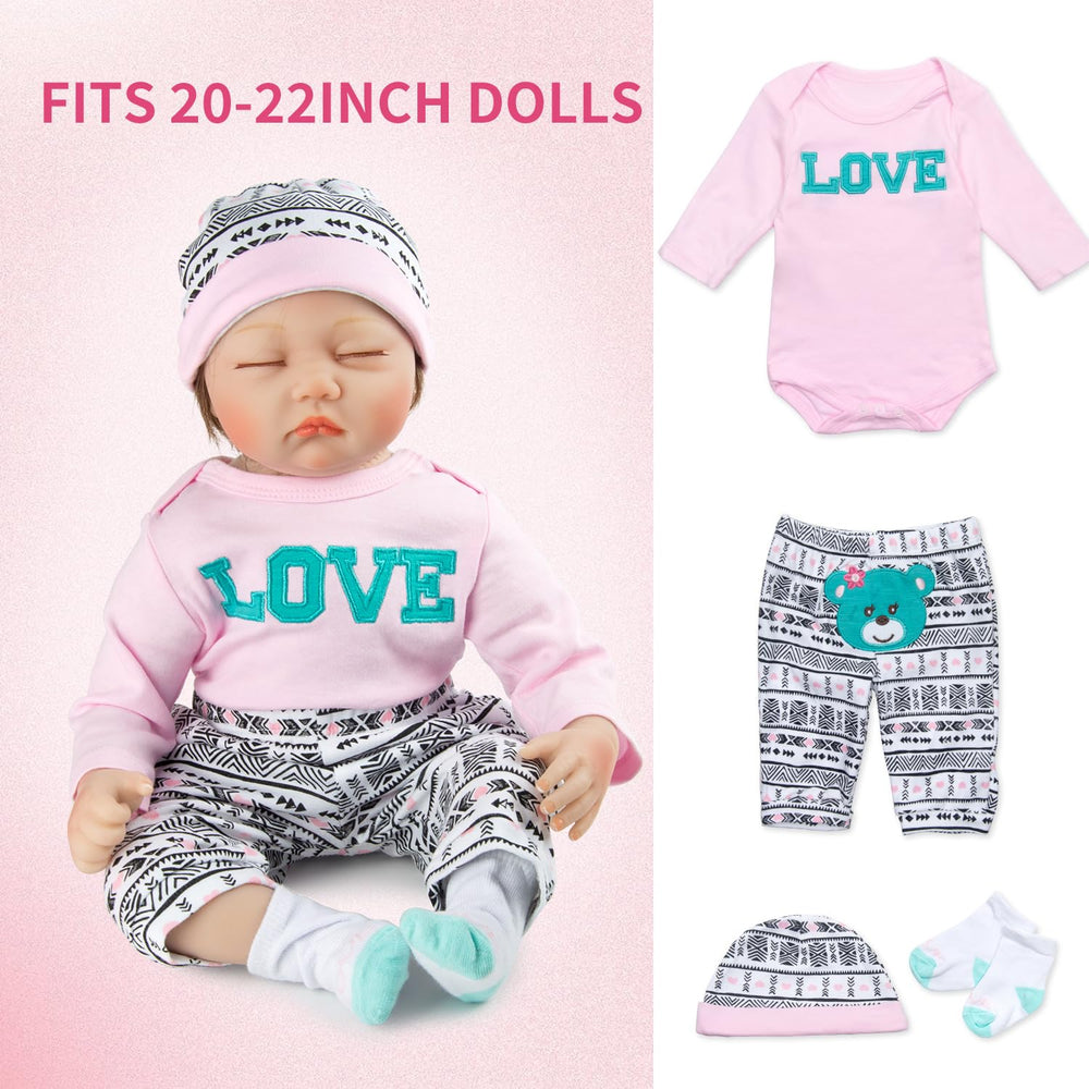 Pedolltree doll trousers completed with the pink outfit set