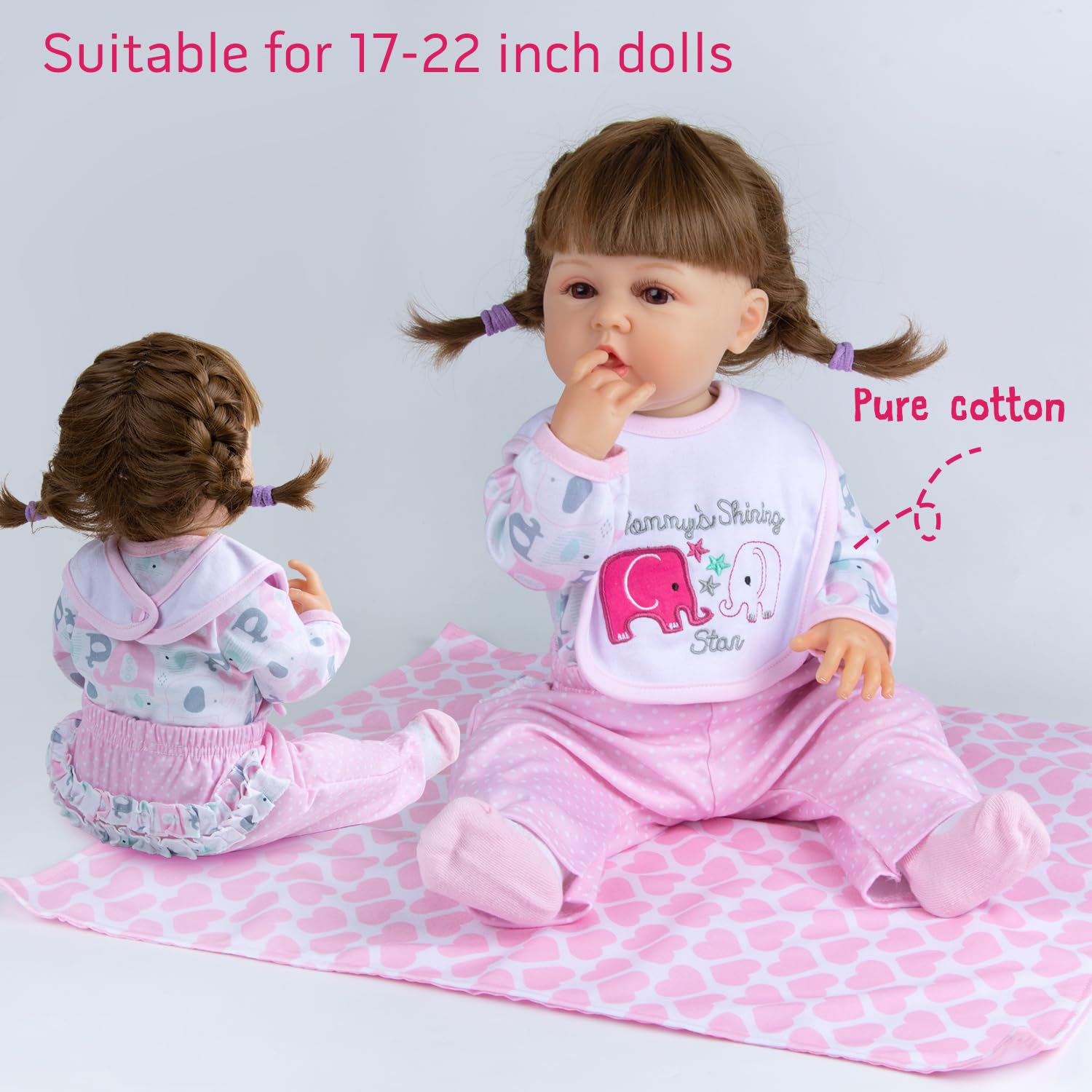 Pedolltree elephant bodysuit adds cute detail to 17-22 inch dolls.
