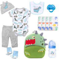 Pedolltree green dinosaur backpack for dolls, a roomy storage for accessories.