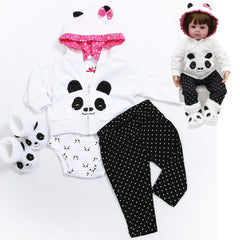 Pedolltree panda outfits for 18-inch reborn dolls, perfect for playful dress-up sessions.