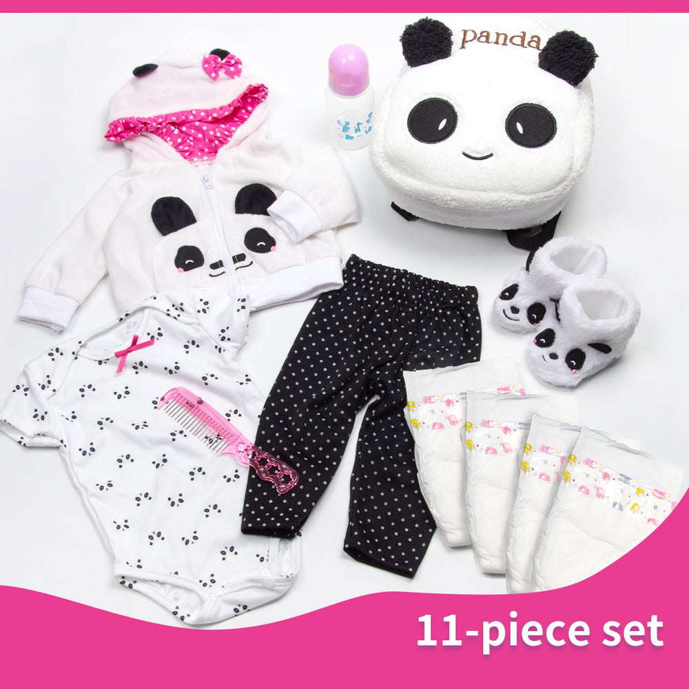 Pedolltree panda shoes adding cute finish and durable grip for doll feet.