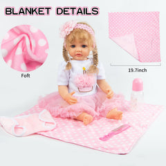 Pedolltree pink dot blanket adds cozy comfort for nap time.