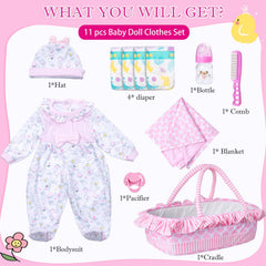 Pedolltree pink heart bassinet and blanket create a cozy staging space for dolls