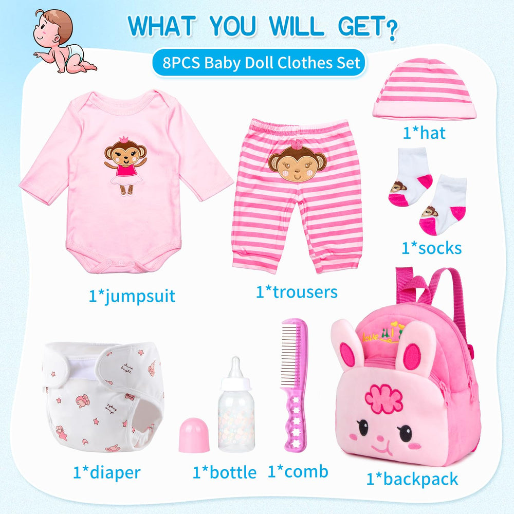 Pedolltree pink rabbit backpack, durable storage for doll accessories