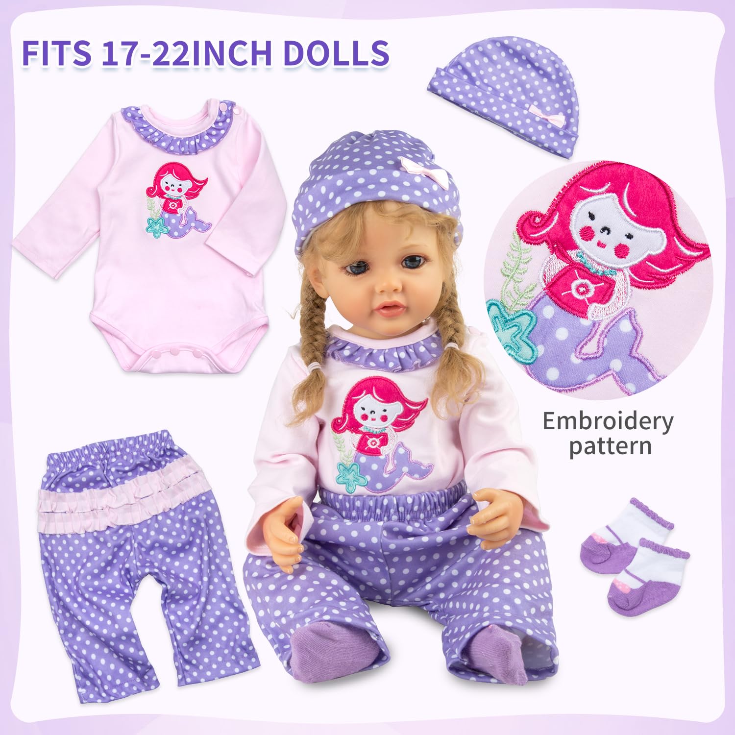 Pedolltree purple shoes complete outfits with tiny, durable footwear for play.