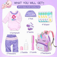Pedolltree purple dot hat adds playful style to reborn doll looks.