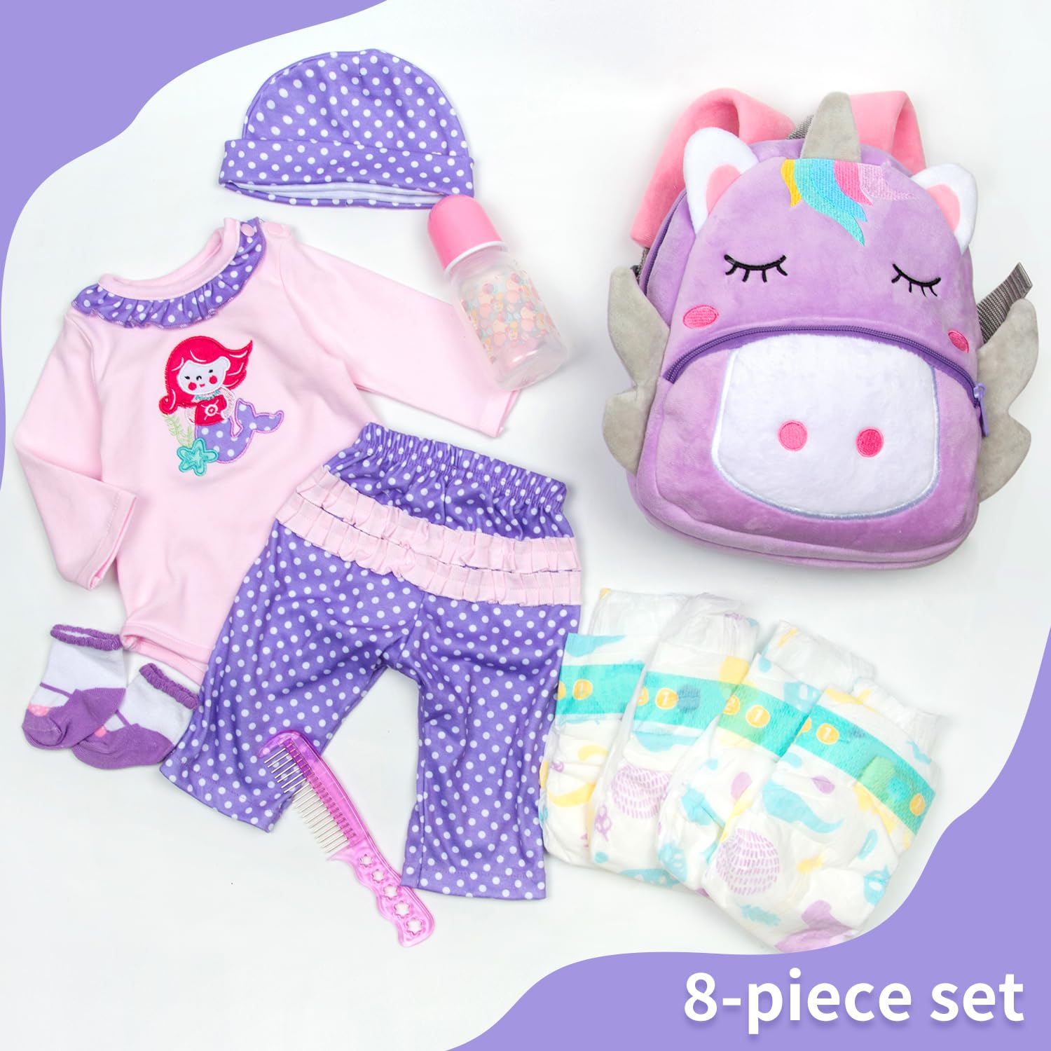 Pedolltree purple mermaid bodysuit provides a comfy all-season layer for dolls.