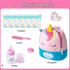 Pedolltree unicorn backpack and accessories showcase easy storage for dolls.