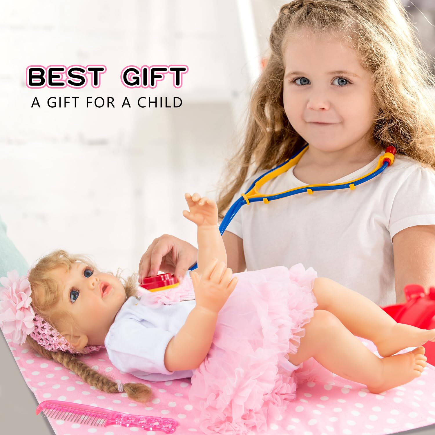 Pedolltree seven-piece set offers complete styling and care for reborn dolls.