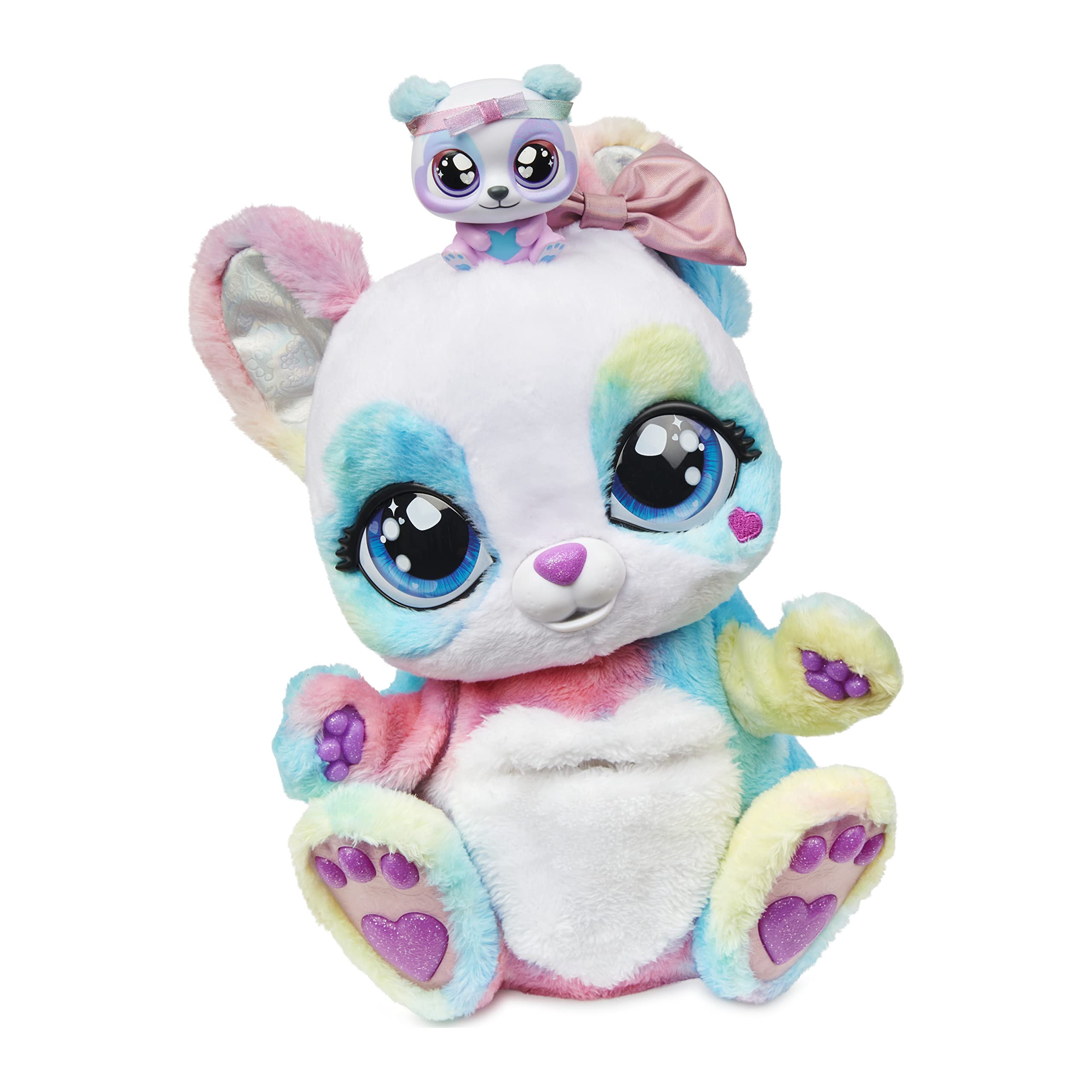 Interactive pouch showcases Baby-Roo mood as you play.