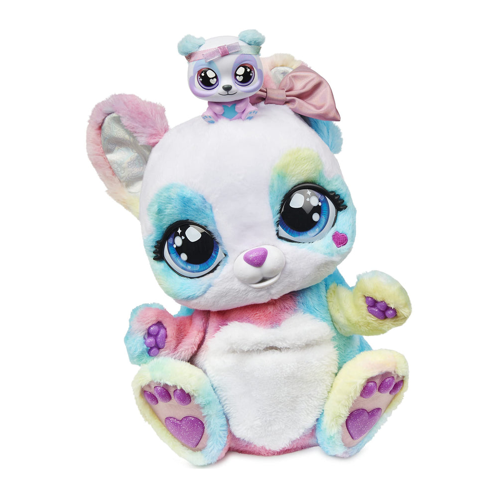 Interactive pouch showcases Baby-Roo mood as you play.