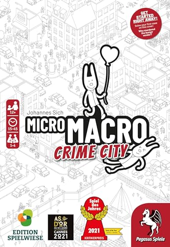 Pegasus Spiele MicroMacro Lead Investigator reads case start cards to guide gameplay.
