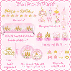 Peghoqu disposable plates with princess designs simplify serving and cleanup.