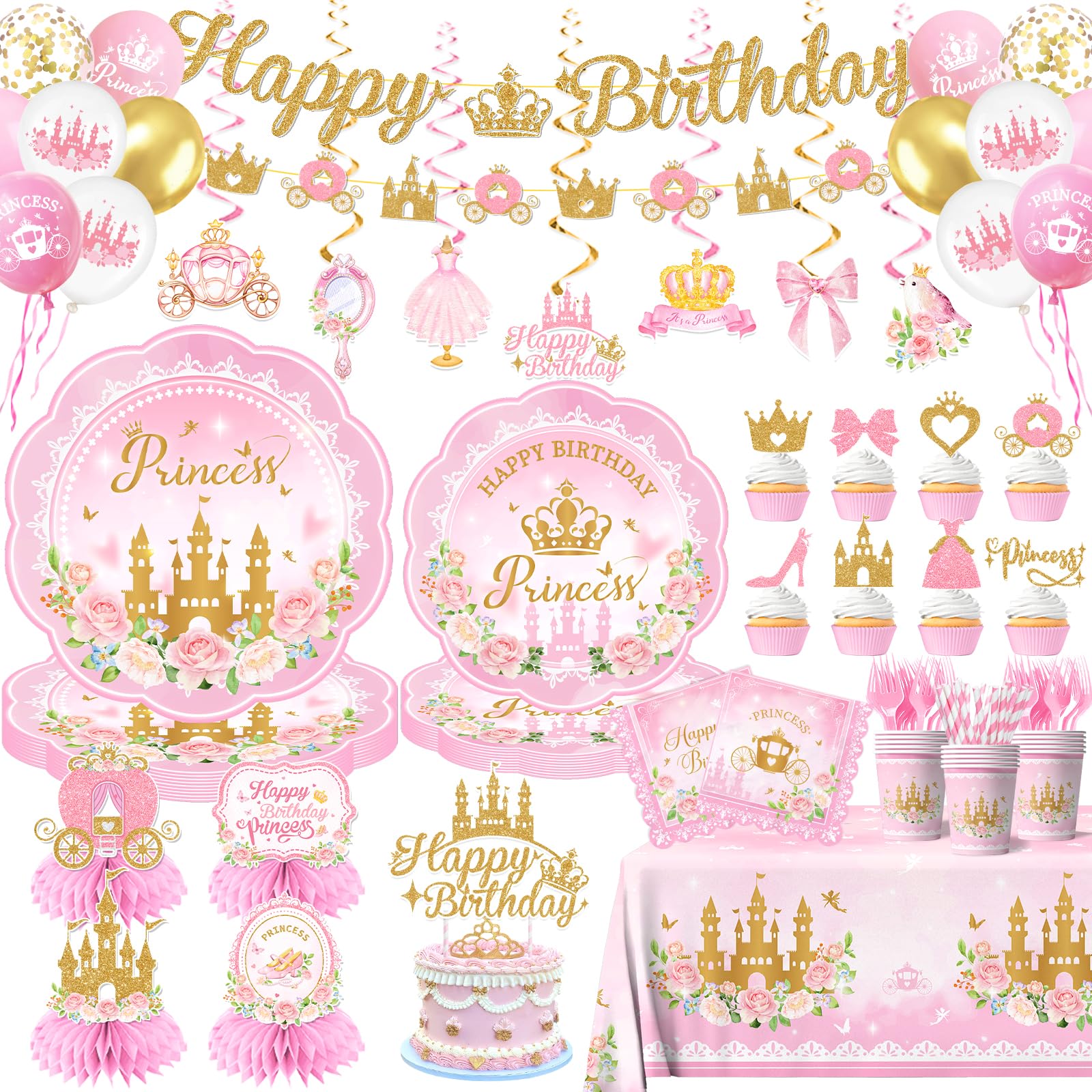 Peghoqu princess banner for Happy Birthday enhances the party atmosphere and photos.