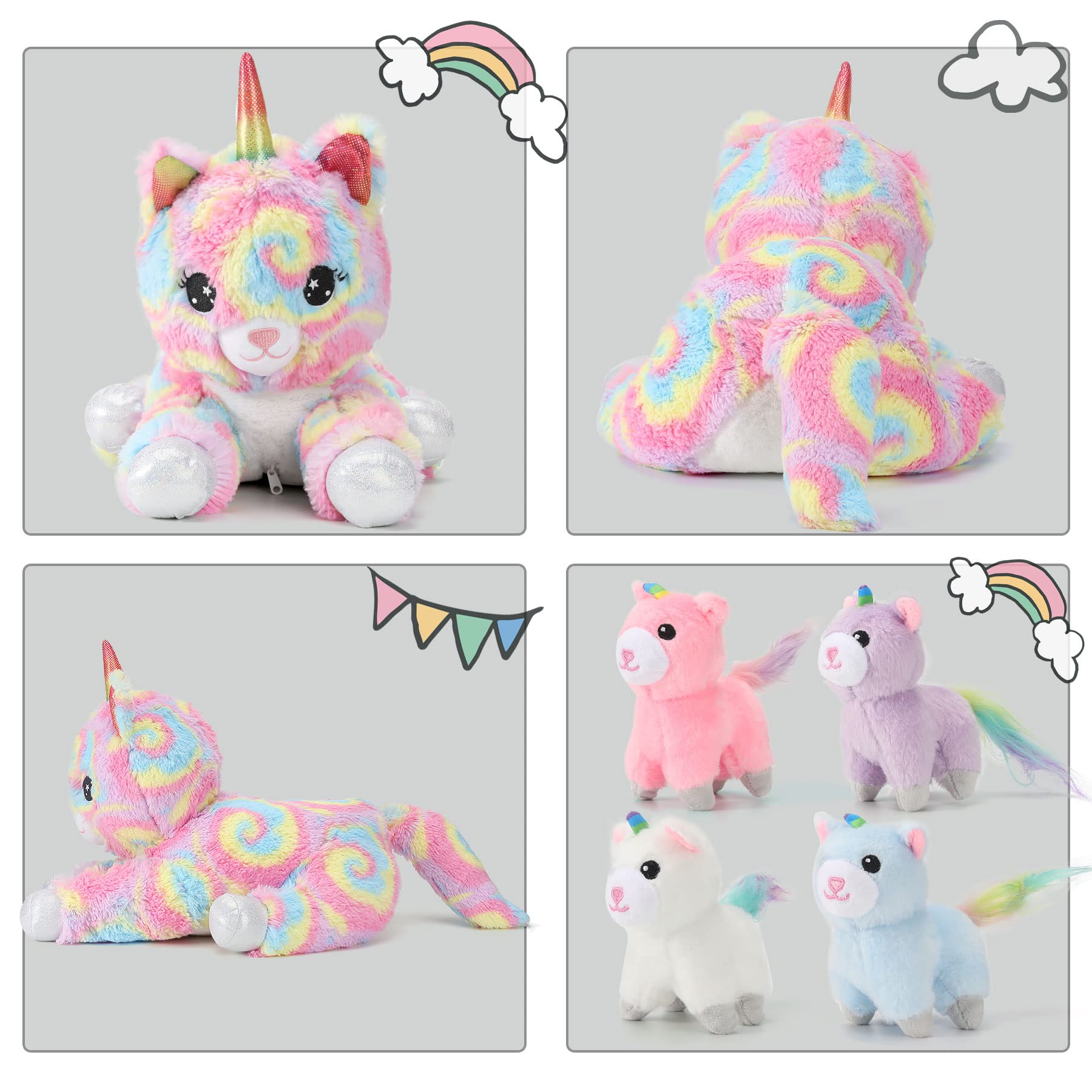 Pegmapri vacuum-packaged unicorn cat plush ready to fluff.