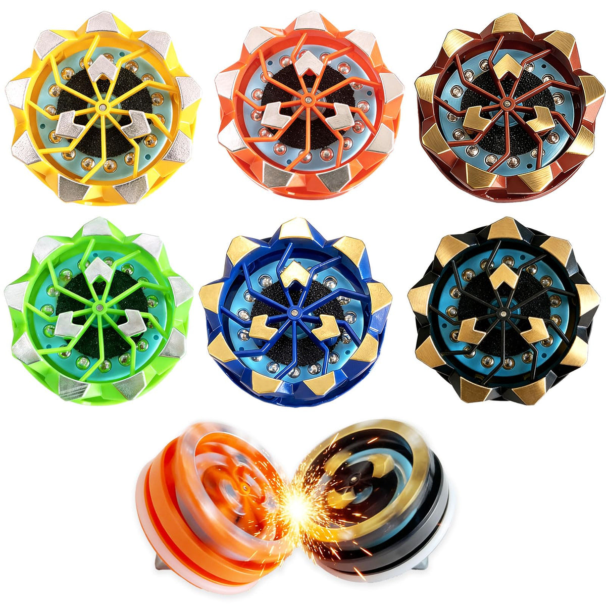 Pegxtwu Fireworks Fingertip Gyro top in motion for engaging focus during work.