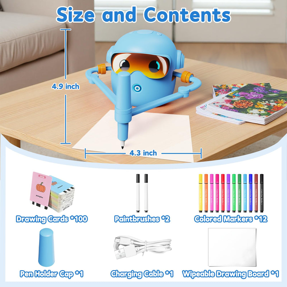 Peledic drawing robot USB-C charging for convenient recharging.