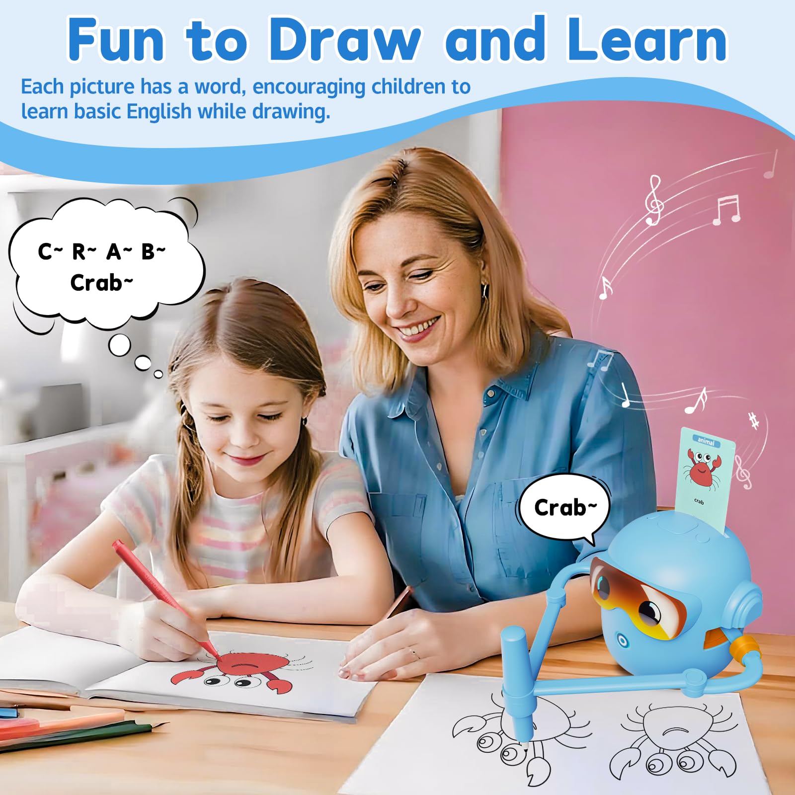 Peledic drawing robot featuring voice interaction for engaging learning moments.