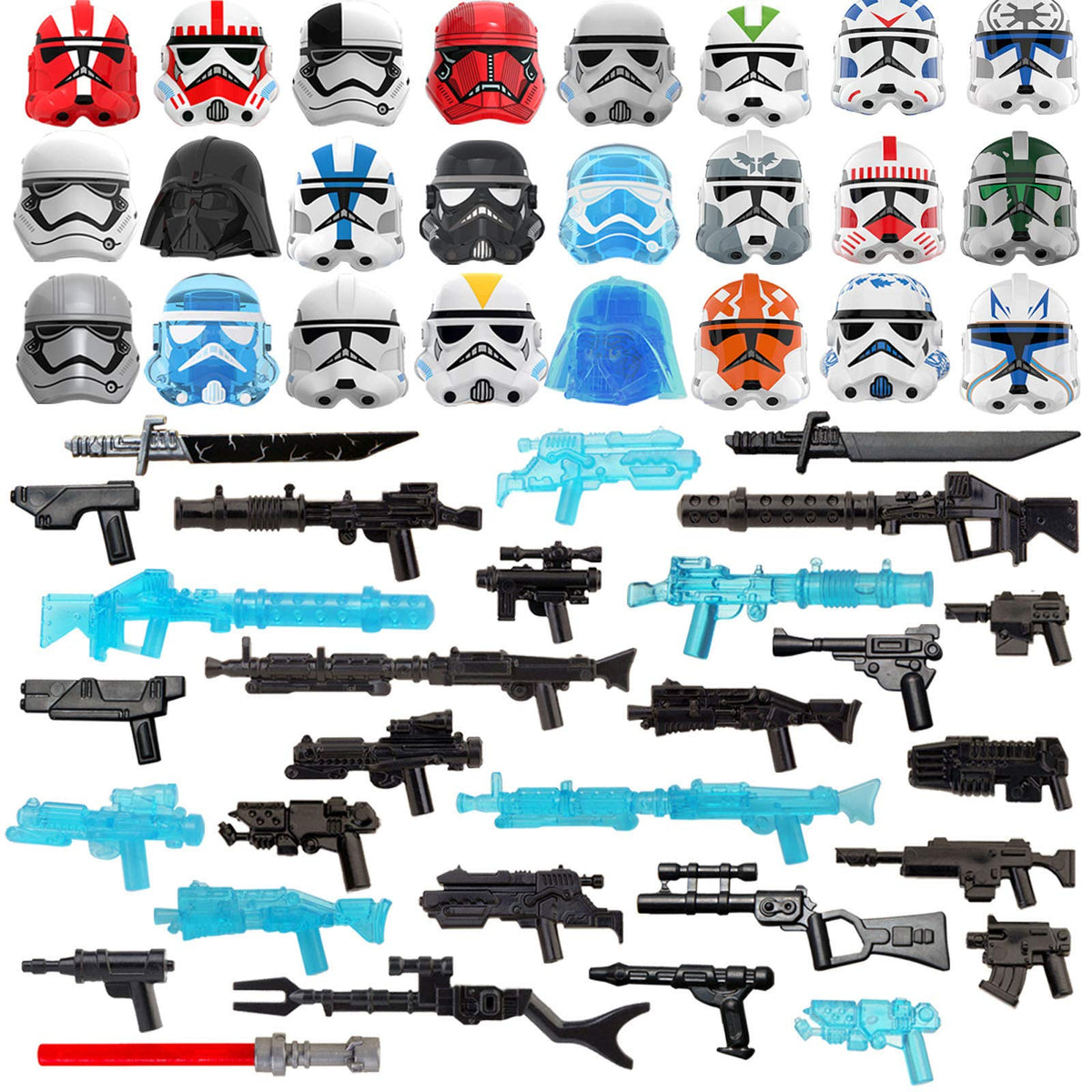 PeleusTech helmet masks for sci-fi minifigs ideal for immersive battle scenes