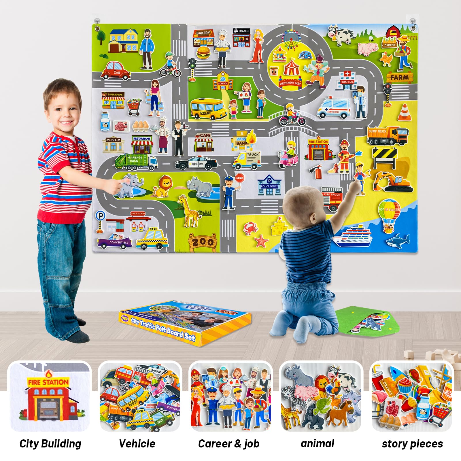 PengFULL City Scenes with roads, buildings, and vehicles for early learning