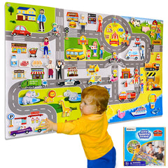 PengFULL Transportation Felt Story Board Set on wall for imaginative play and learning