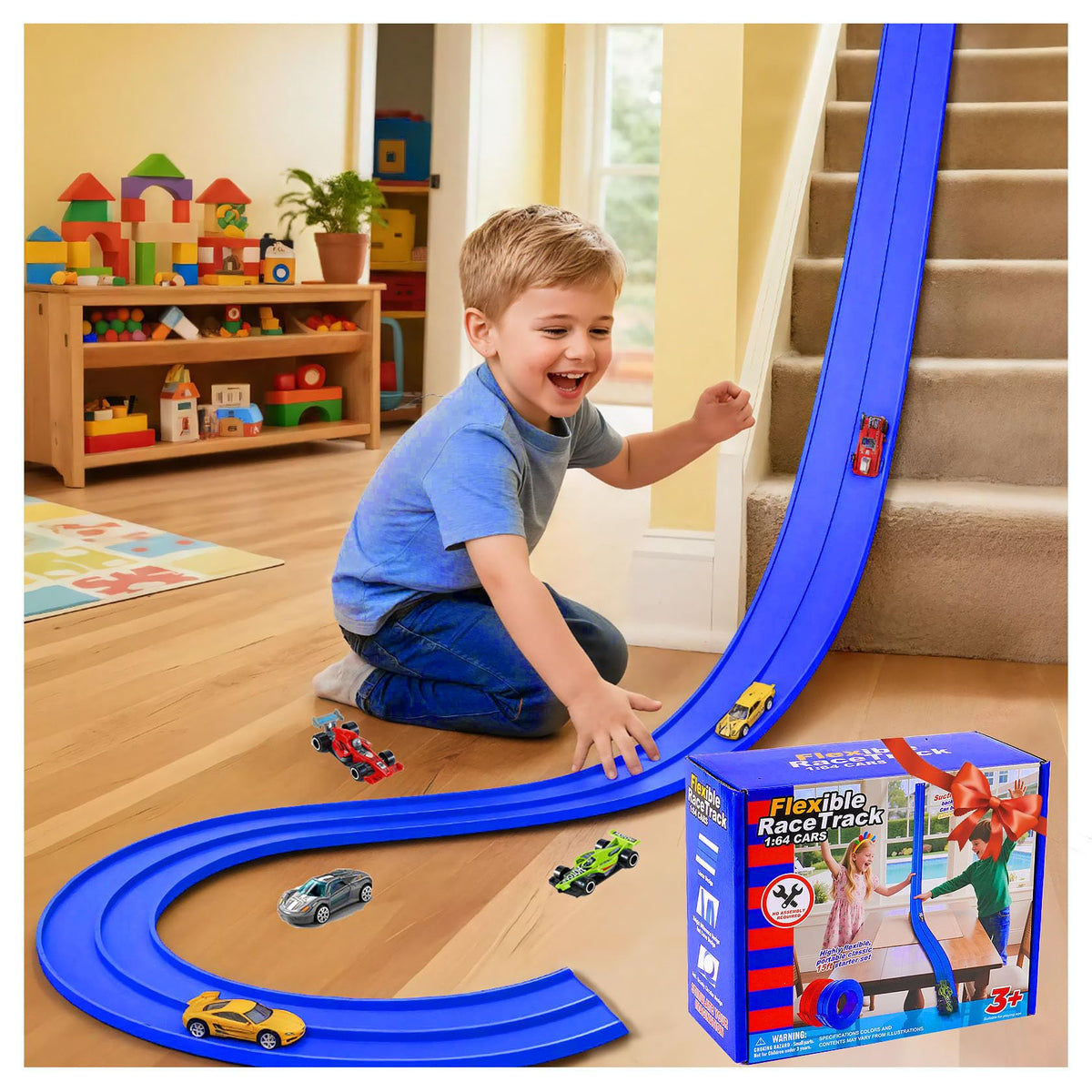 PENIXEL Flex Track 15ft setup on a table for instant racing fun
