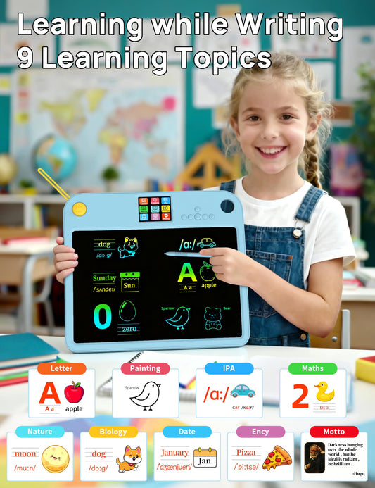 PEPEUNI LCD writing tablet open reveals dual-screen surface for activities.
