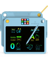 PEPEUNI LCD writing tablet front view shows dual-screen learning setup.