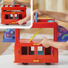 Candy Cat figure from Peppa Pig ready to join the party on the three-level set.