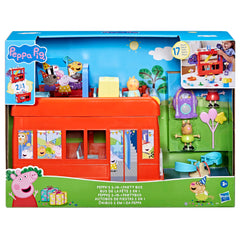 Peppa Pig double-decker bus with three floors for storytelling adventures.