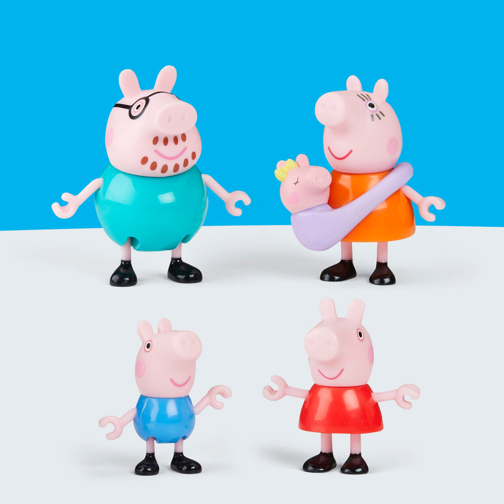 Peppa Pig figures holding hands for family moments.