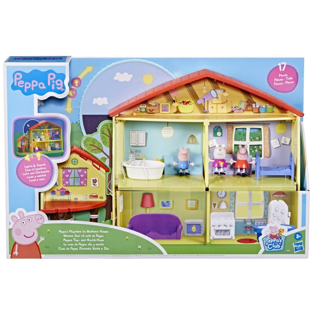 Lights-on view of Peppa Pig house creates colorful playtime