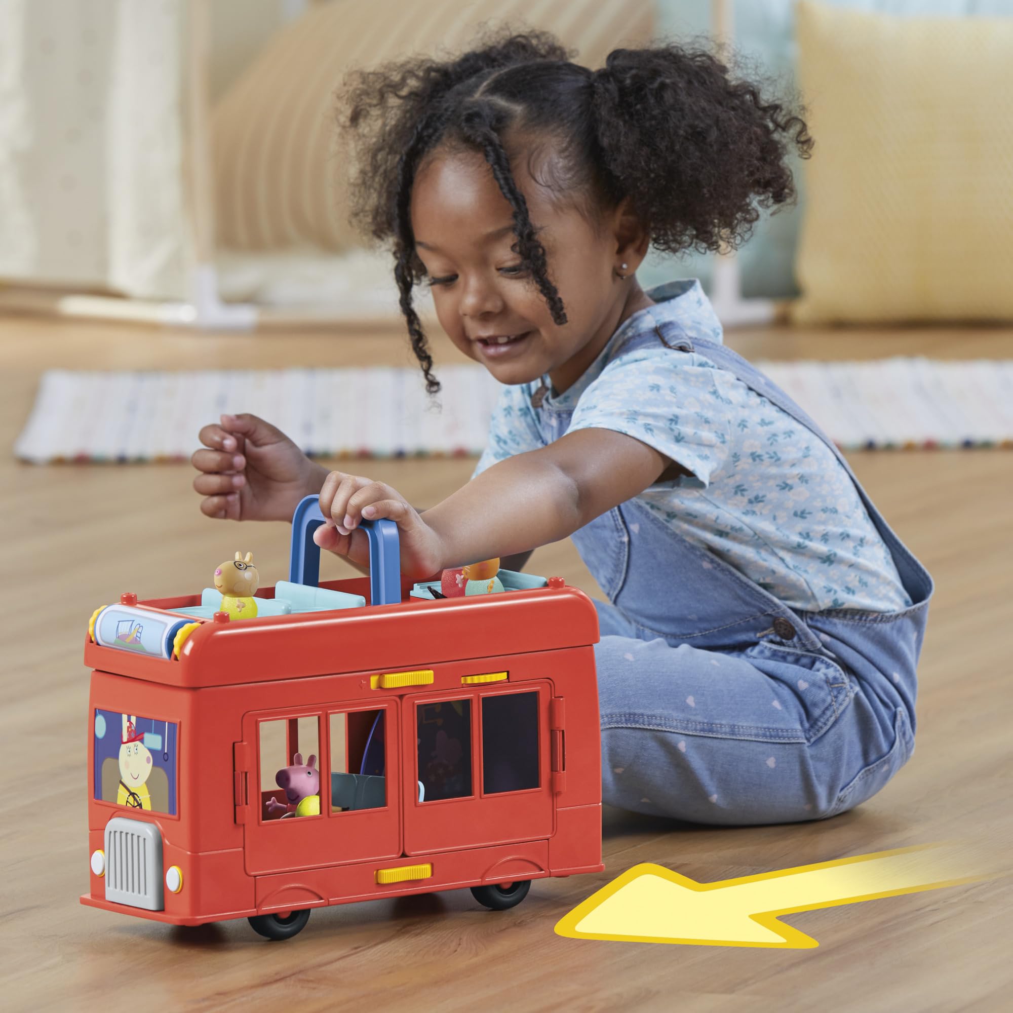 Peppa Pig sliding platform for quick transport between floors.