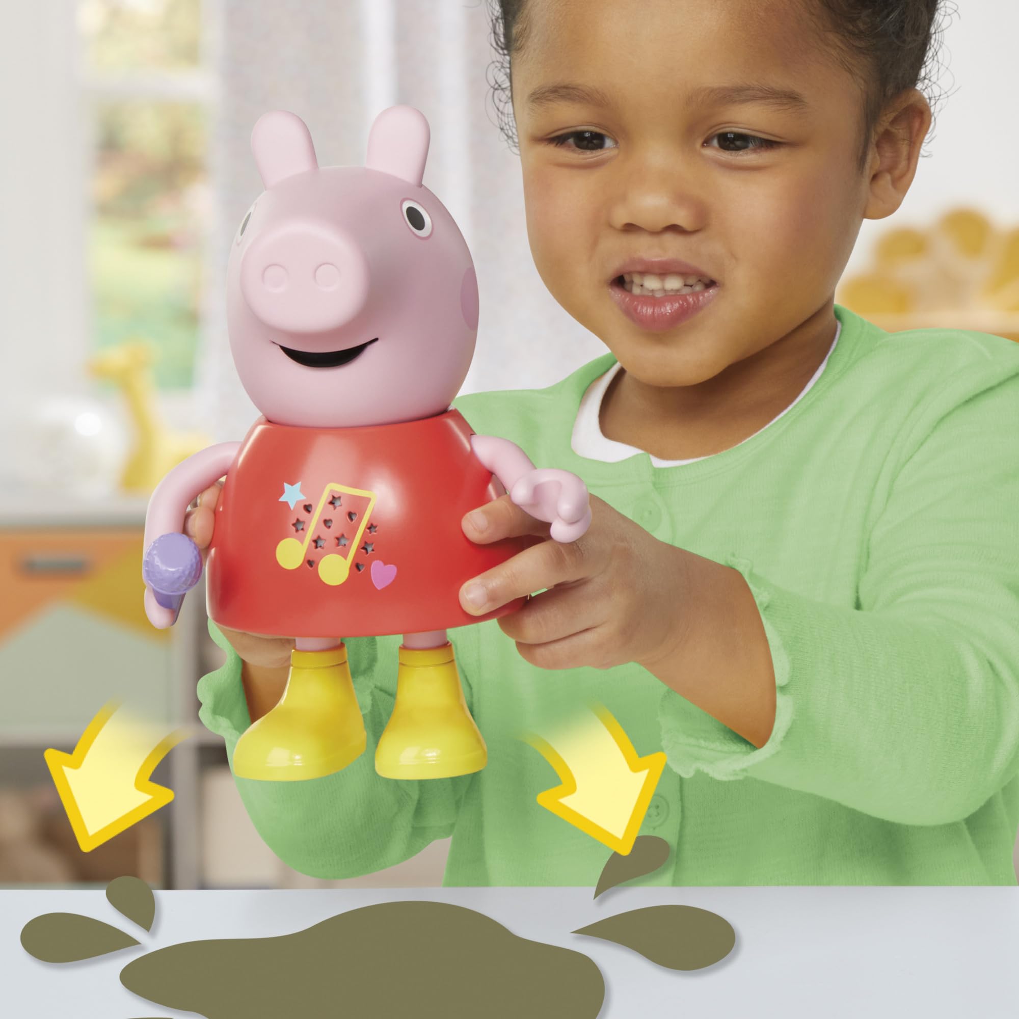 Close-up of Peppa Pig Talk & Sing doll face for expressive play
